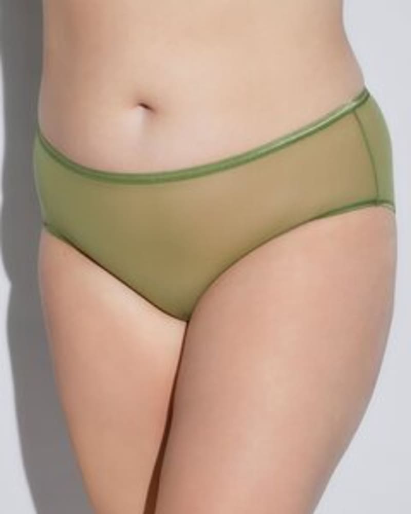 Front of a model wearing a size 1X Confidence Low-Rise Boyshort in Aloe by Cosabella. | dia_product_style_image_id:253494